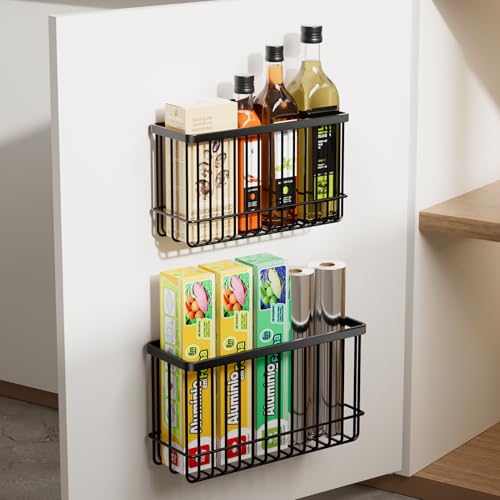 Restorgan Lot de 2 boîtes de rangement autocollantes en métal pour porte d'armoire de cuisine,...