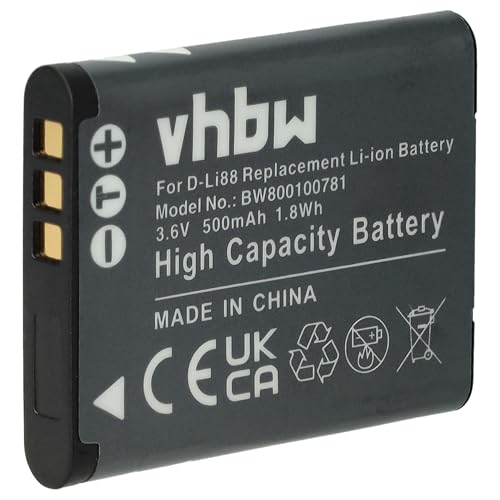 vhbw Batterie Compatible avec Sanyo Xacti VPC-CG20, VPC-CG100, VPC-CG21, VPC-CG11, VPC-CS1, VPC-GC10, VPC-CA100 Appareil Photo (500mAh, 3,6V, Li-ION)
