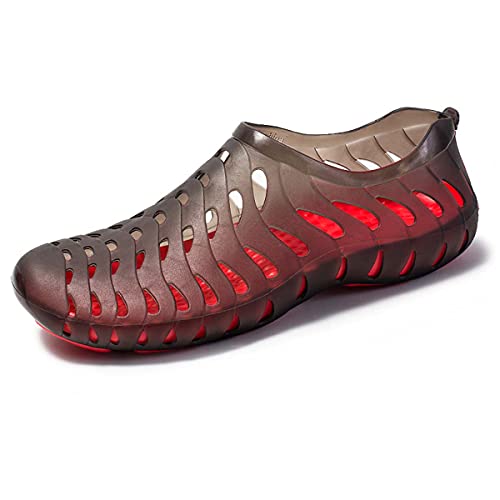 HYDLONGR Men's Women's Lightweight Breathable Non-Slip Garden Sandals Quick-Drying Hole Water Shoes Beach Kayaking Shoes Black Red 11 Women/ 9.5 Men by HYDLONGR - Used condition - US$8.50