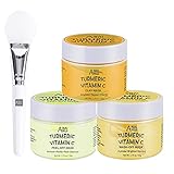 ANAIRUI Turmeric Vitamin C Facial Mask Set Clarifying Clay Mask, Purifying Peel Off Mask, Hydrating Wash-Off Ice Cream Mask, for Acne & Dark Spots, Oily Skin, Facial Spa Treatment 1.75 oz × 3 ea