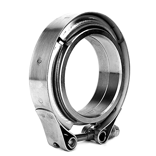 Zacisk taśmowy V, taśma V 6,5 cm, samocentrująca, zacisk V-Band, zaciski do rury wydechowej, 2,5", turbo rura wydechowa, stal nierdzewna, 2-częściowy zestaw kołnierzy
