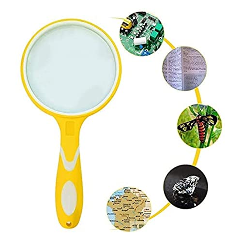 10X Optical Quality Handheld Magnifier Professional Magnifying Glass With Non-Slip Soft Rubber Handle For Seniors Maps Jewellery Hobbies (Yellow) #TOP3