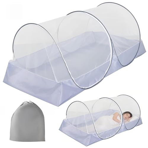 LINSOCLE Moustiquaire Voyage, 200 x 100 x 73 cm Tente Moustiquaire Pop Up, Pliable - Moustiquaire de Lit Simple pour Camping Extérieure et Chambre, Rapide et...