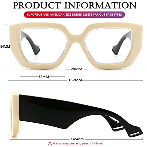 Image of AIEYEZO Thick Frame Blue Light Glasses Men Women, Fashion Square Computer Eyeglass Anti Eyestrain & Prevent Headache
