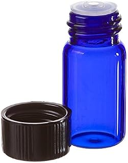 5/8 Dram Cobalt Blue Glass Vial w/Cap and Orifice Reducer, Pkg of 12