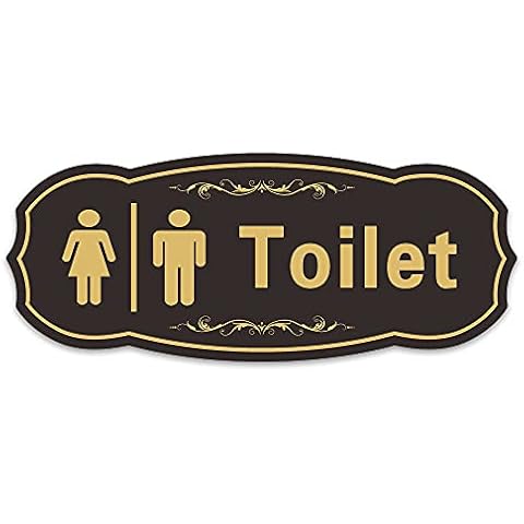 Toilet Sign, Restroom Washroom Sign, for Home Business Office Door Wall, 22 x 9 x 0.3 cm Acrylic with Strong Self-Adhesive Tape for Easy Installation, 1 Pack Cover