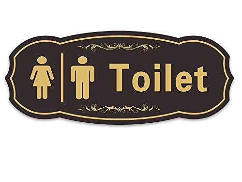 Toilet Sign, Restroom Washroom Sign, for Home Business Office Door Wall, 22 x 9 x 0.3 cm Acrylic with Strong Self-Adhesive Tape for Easy Installation, 1 Pack