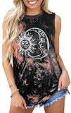 Sleeveless Tops for Women Tanks Summer Casual Loose Tunic Blouses(Sun Moon Tie Dye, 3XL)