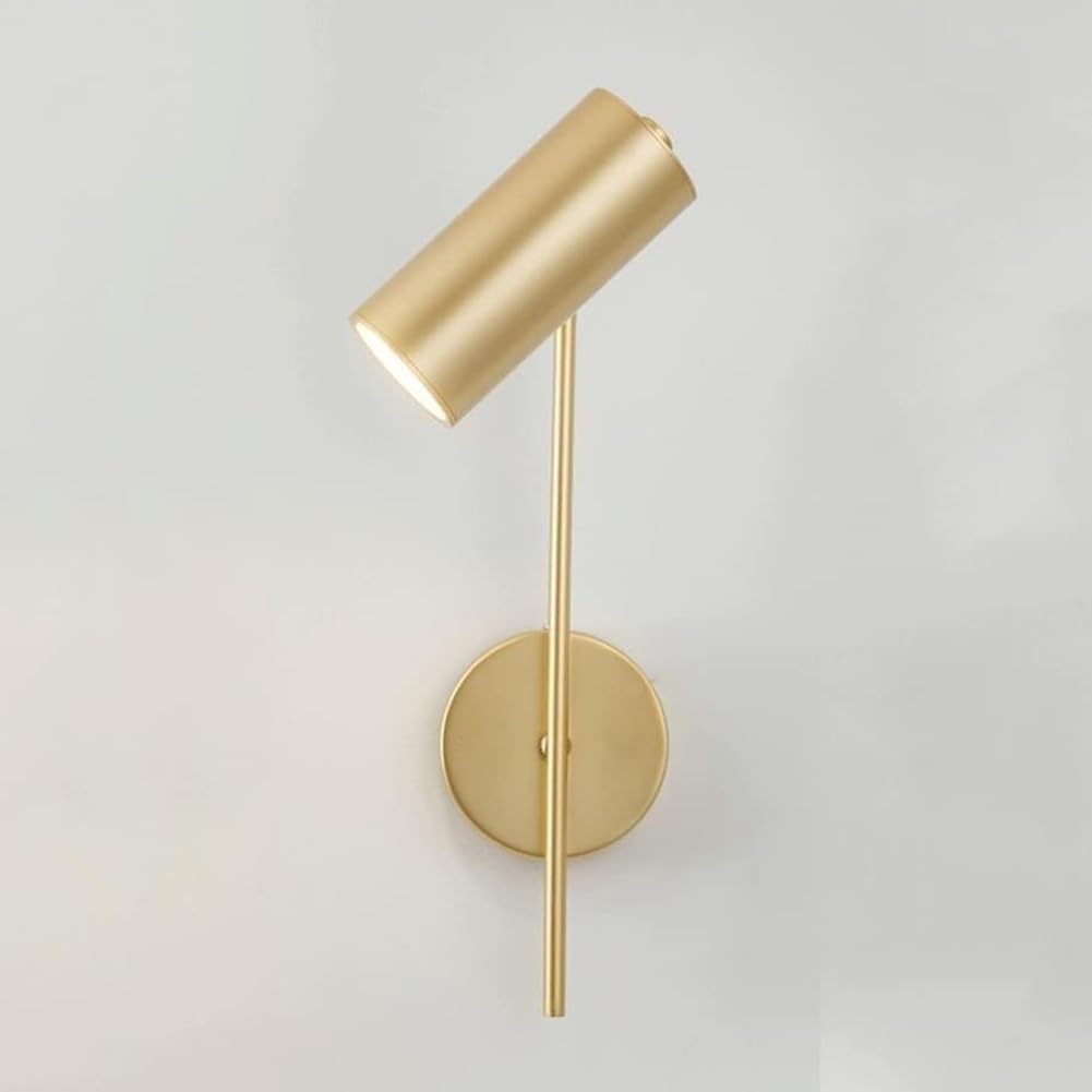 Lampa Ścienna LED Gold Do Użytku Wewnątrz Obrotowa W Zakresie 180°+350° Nowoczesna Obrotowa Lampka Ścienna Do Czytania 3000K Ciepłe Światło Okrągłe Oświetlenie Ścienny Dekoracyjne Do Salonu