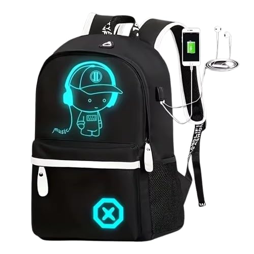 Mochila Escolar Personalizada Anime com Compartimento USB para Meninos, Laptop Rucksack Cool Luminous Backpack