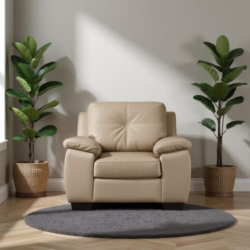 Image of Torque Antos Leatherette Sofa Set 1 Seater-Beige | Single Person Sofa Couch with Cushioned Seating | 1 Seater Sofa for Home Office Furniture Festival Gifts