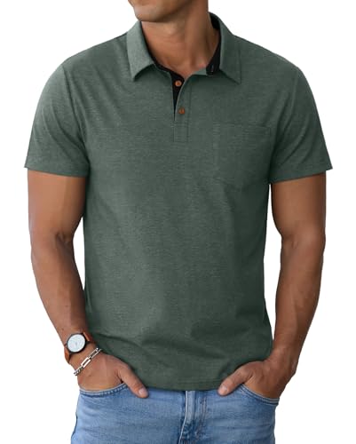 Sailwind Men's Cotton Polo Shirts Short Sleeve Casual Summer Shirts Classic Collared Golf Shirt with Pocket4