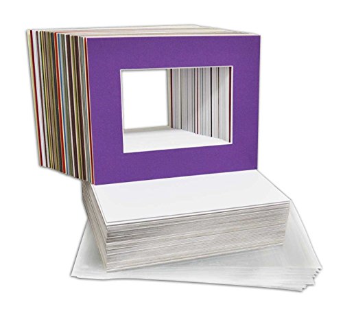 Golden State Art, Pack of 50 Mixed Colors Pre-Cut 8x10 Picture Mat