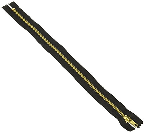 Coats Thread & Zippers F2414-002 Fashion Metal Brass Closed Bottom Zipper, 14", Black