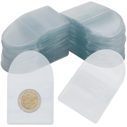 Coin Sleeves, 150 Units, Pocket Coin Pouches, Clear Coin Holders, Coin Holders Plastic Collecting Supplies for Jewelry All Items Storage Collection