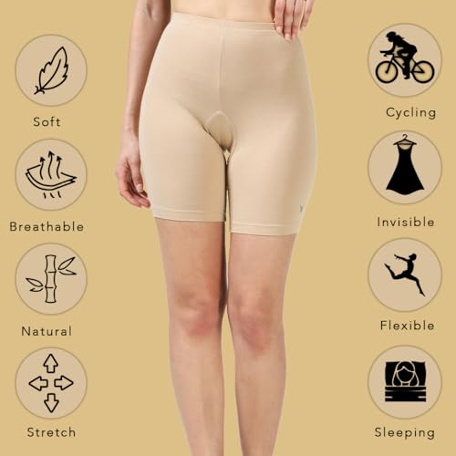 Image of Lavos Women Under Dress Sports Cycling Shorts, Bamboo Cotton Activewear Yoga Gym Workout Anti-Bacterial Uniform, Elastic Mid Waist Shorties Tights for Womens and Young Ladies