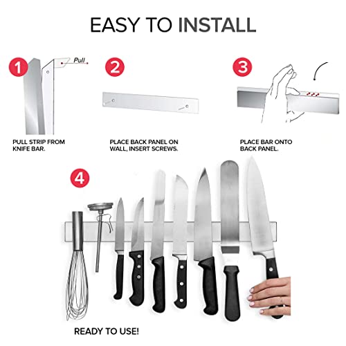 18 Inch Stainless Steel Magnetic Knife Bar - Use As Knife Holder, Knife Rack, Knife Strip, Kitchen Utensil Holder And Tool Holder Modern Innovations #TOP2