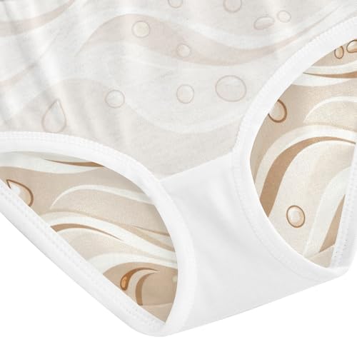 Waves Water Droplets Beige Toddler Cotton Underwear, Cotton Underwear Girls, 2T–8 Years4