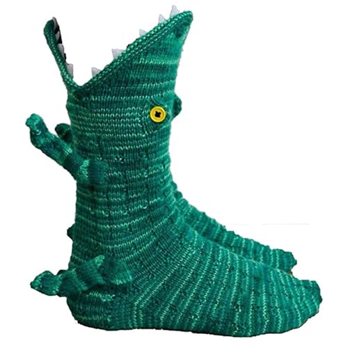 HOUYAN Knit Crocodile Socks for Women Men Novelty Shark Floor Socks Lizard Alligator Winter Warm (US Alpha One Size Regular Standard)