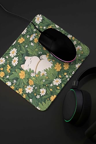 Image of Mouse Pad for Laptop & Desktop | 9x7 Inch Anti-Fray Stitched Edges | Non-Slip Rubber Base | Desk Setup Accessory for Students, Gamers & Professionals (Sleepy Cat)
