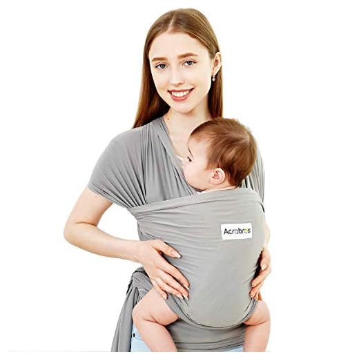 Acrabros Baby Wrap Carrier,Hands Free Baby Carrier Sling,Lightweight,Breathable,Softness,Perfect for Newborn Infants and Babies Shower Gift,Grey