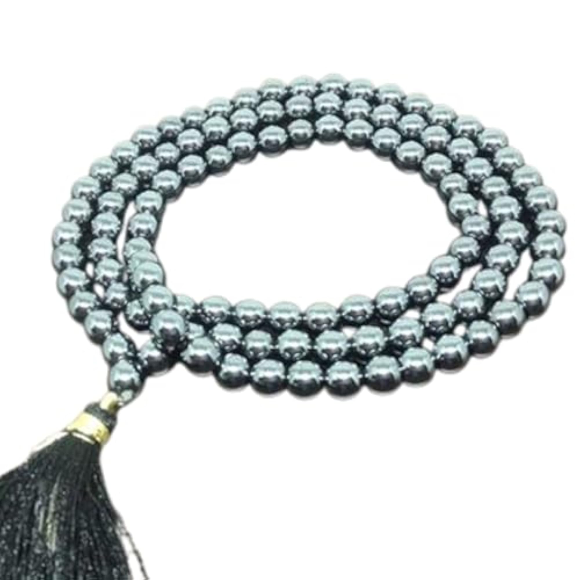 Natural Hematite 6MM Beaded Handmade Prayer Mala Necklace