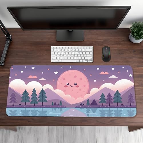 Image of Pastel Valley Premium Desk Mat | Anti-Skid | Anti-Slip | 90 * 42 cm | Laptop Mat for Work from Home /Office /Gaming- Extended Mouse pad and Keyboard Desk mat
