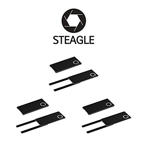 STEAGLE Three Pack (Black x 3) Premium Webcam Cover [2nd Generation] for your privacy – compatible with Macbook Surface Laptop PC