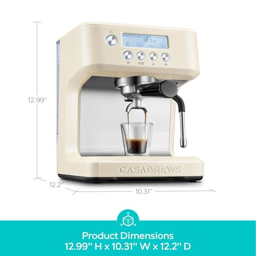 Image of CASABREWS Ultra Espresso Machine, Barista Espresso Coffee Maker for Home | LCD Display, Custom Brew Temp, Latte & Cappuccino Machine, 20-Bar Italian Pump, Powerful Steam Wand, 73oz Removable Tank