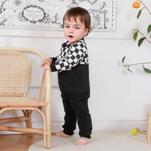 Toddler Baby Boy Fall Outfits Long Sleeve Crew Neck Pullover Sweatshirt + Jogger Pants Set Infant Winter Clothes2