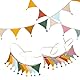 2 Stück Wimpelkette Outdoor Beidseitig, Stoff Wimpelkette aus Musselin Baumwolle mit Quasten, 2.6m Wetterfest Wimpelkette Outdoor für Girlande Deko, Hausbett, Wanddeko