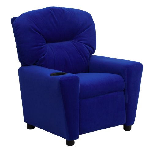 Flash Furniture Contemporary Blue Microfiber Kids Recliner With Cup Holder #TOP20