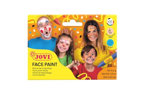 Jovi-FACE PAINT, 10 crayons de maquillage pour enfants, Sûr et de qualité, Facile à nettoye, Texture douce et résistante, Parfait pour les fêtes et événements scolaires (176)