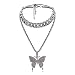 Produktbild ZBOMR Großer Schmetterling Kuba Link Halskette Bling Bling Strass Schmetterling Anhänger Hip Hop Kristall Choker Halskette Für Damen Mädchen Modeschmuck (Black)