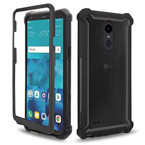 Asuwish Funda para LG Aristo 2 3 Plus/Rebel 4 LTE/Tribute Empire Dynasty/Zone 4/K8 Plus 2018 K8S/Fortune 2/Phonenix 4/Risio 3 Cover a prueba de golpes Heavy Duty Cell Accessories Astro 2+ 3+ K8+ 4G Negro