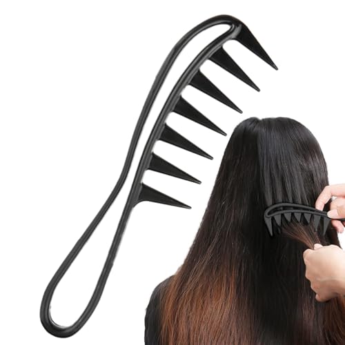 Peigne à dents larges - peigne à boucles larges espacées pour les cheveux bouclés, démêlage de peigne à dents larges anti-statique pour cheveux humides et bouclés, peigne à coiffure de salon