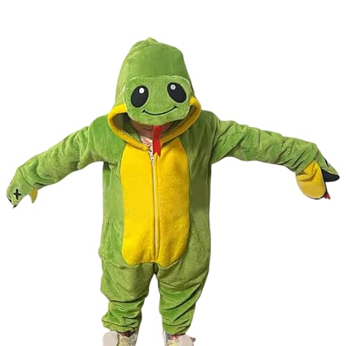 Déguisement Serpent Enfant,Pyjama Serpent Enfant, Costume de serpent animal de dessin animé, Pyjama chaud d'hiver en forme de serpent pour le Nouvel An,...