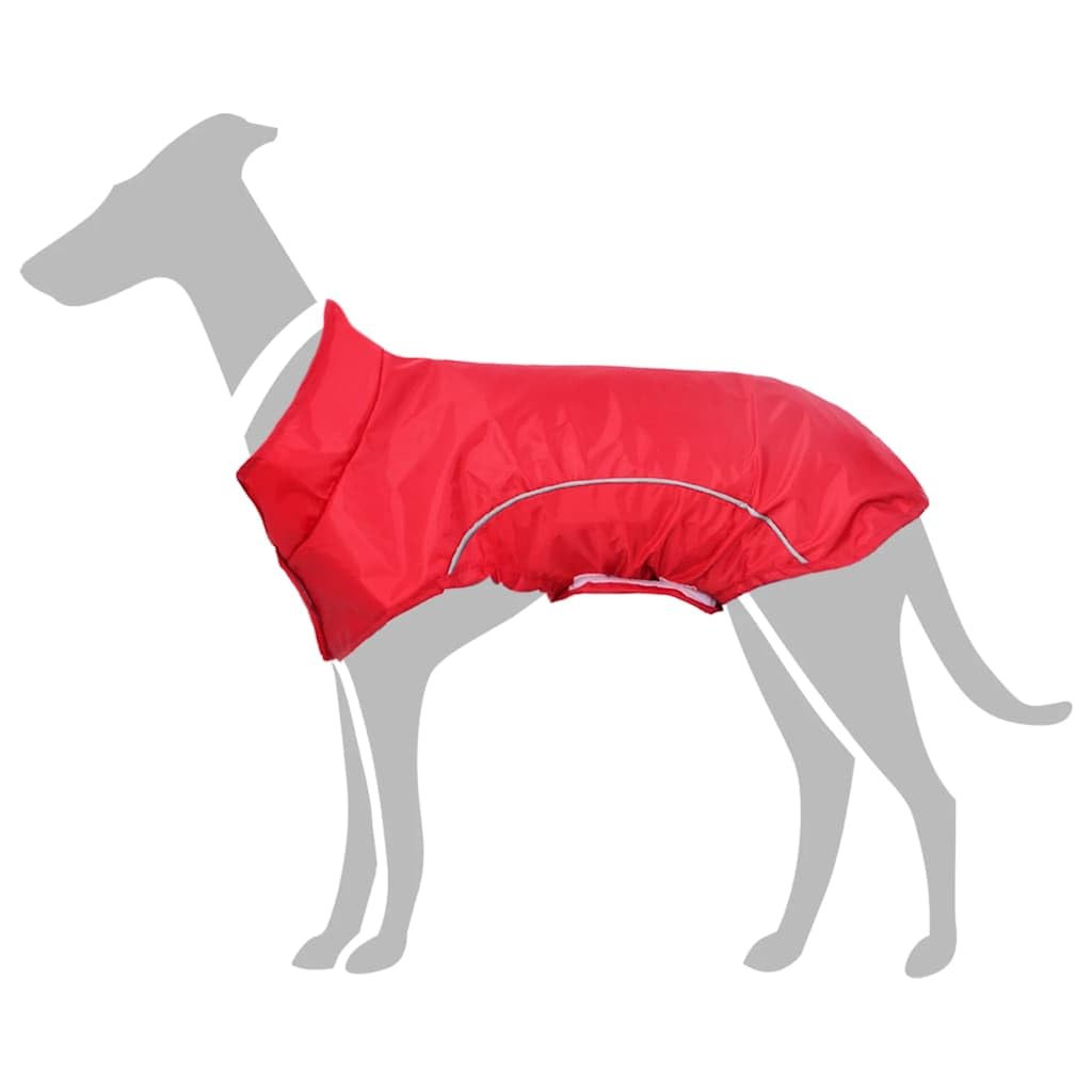 Impermeabile per cani con strisce riflettenti, in poliestere, rosso, L, impermeabile, antivento, con chiusura in , per autunno, inverno, outdoor, passeggiate, protezione da pioggia e freddo