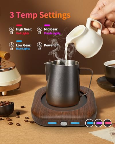Zonopy Mug Warmer - 24W Coffee Cup Warmer for Your Desk with 4 Hours Auto Shut Off, 3 Temperature-Smart Wooden Candle Warmer - Perfect Coffee Gifts Accessories to Keep Beverages Warm - Image 3