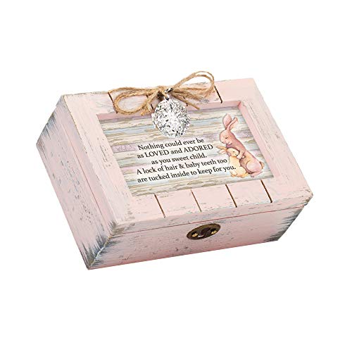 Cottage Garden Sweet Child Lock of Hair Tooth Blush Pink Wood Locket Petite Music Box reproduce Edelweiss