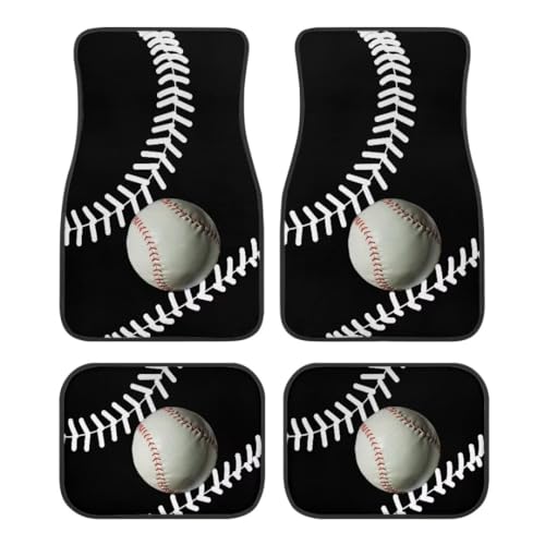 Allhaitong Baseball Print All Weather Floor Mats for Car SUV & Truck - Automotive Floor Mats 4 Pieces Set (Front & Rear), Heavy Duty Protection by Allhaitong - Used condition - US$27.02
