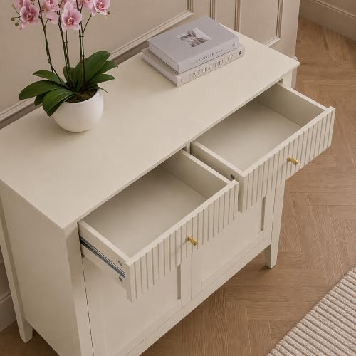 Taupe Fluted Two Door Two Drawer Storage Sideboard - Hales Taupe Range - Image 4