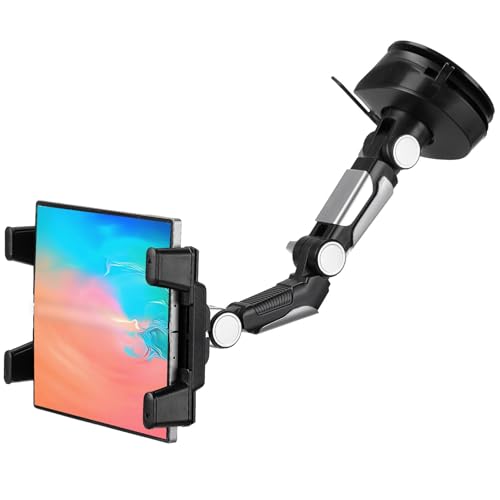 JOYTUTUS 5-in-1 Car Phone Holder & Tablet Mount, Universal Dashboard Windshield Suction Cup Stand with 360° Rotation, Fits for iPhone, Samsung Z Fold 7/6/5, All Foldable Phones and 4.7-12.9' iPad
