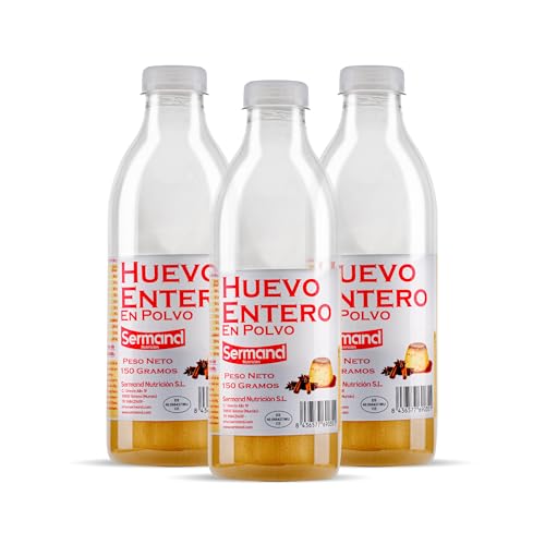 SERMAND 3er Pack Eipulver-Flaschen (150 g) – Pasteurisiertes Getrocknetes Ei | Glutenfrei | Laktosefrei | Ohne Zusatzstoffe | Natürliche Proteinquelle