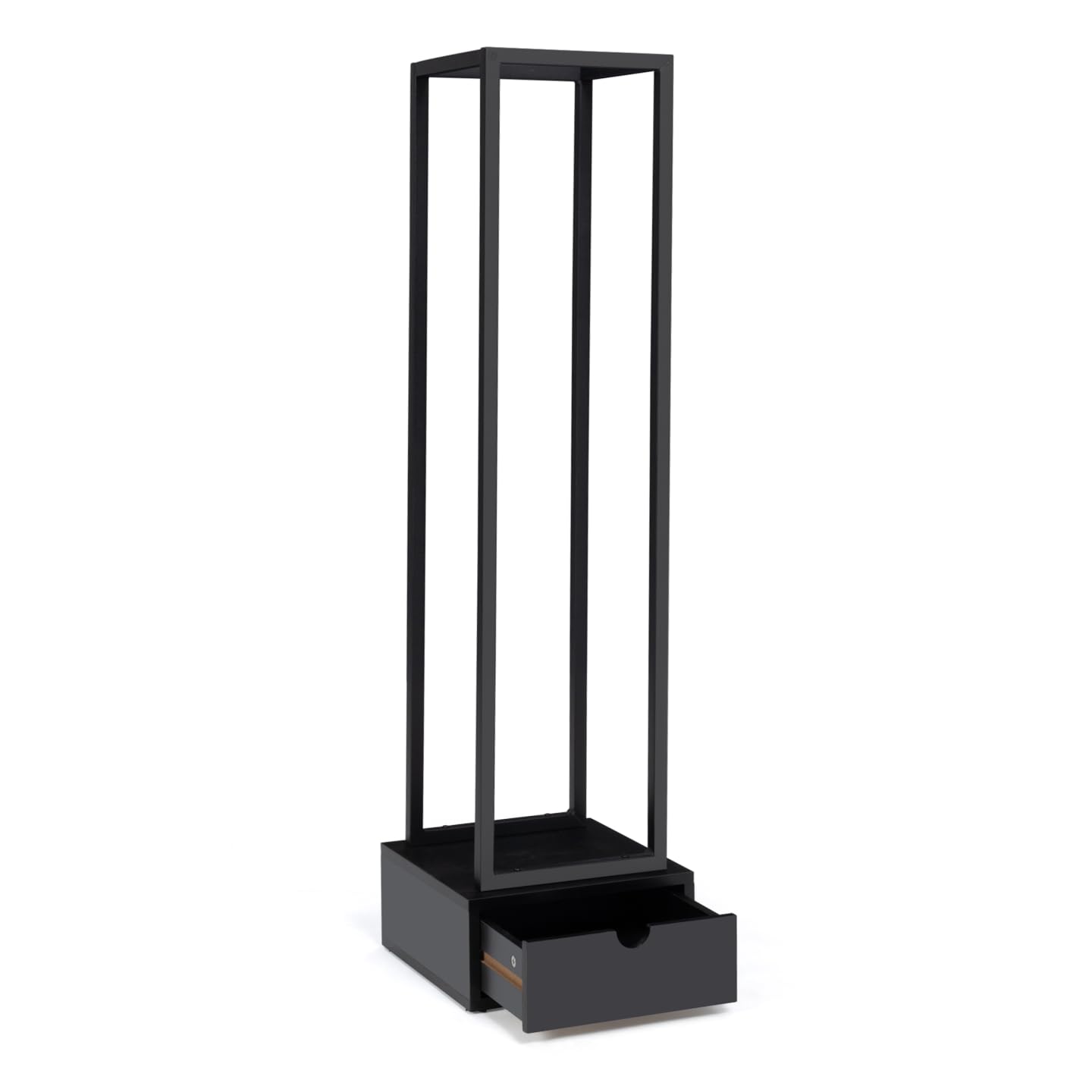 IDMarket - Range bûches Vertical Acier Noir H. 125 CM avec tiroir pour cheminée