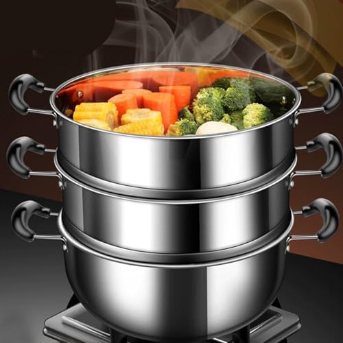 Cuiseur vapeur inox multi-couches avec tiroir pour légumes et soupe