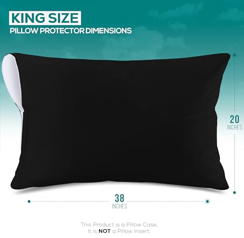 Image of Utopia Bedding Premium 100% Waterproof Pillow Protectors with Zipper King Size (Set of 2), Bed Bug and Dust Mite Proof Zippered Pillow Covers, Pillow Encasement Cases, Black