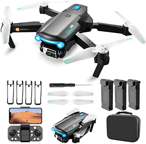 Toileum Mini Drone with Camera for Adults – 4K HD FPV Foldable Drone with Carrying Case, 3 Batteries, 90° Adjustable Lens, Altitude Hold, 360° Flip, Remote Control Toys Gifts for Kids and Adults (Black)