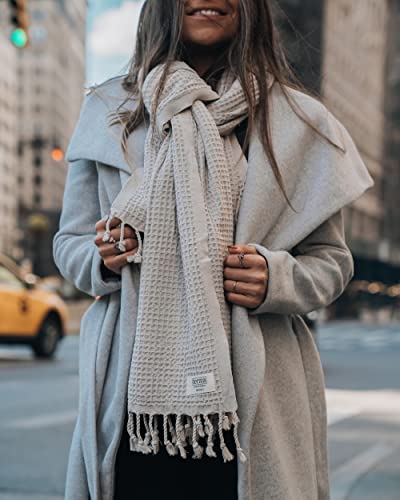 Teema Large Turkish Beach Towel - 100% Turkish Cotton - Sand Free - Fast Drying - Versatile And Multi-Use - The Waffle Weave (Silver) #TOP4