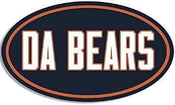 Oval Da Bears Sticker, Blue and Orange Bear Vinyl Decal for Football Fans in Chicago 3 x 5 inch